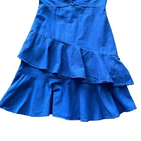 Lulus Brielle Skater Dress Ruffle Blue Size Small - Picture 4 of 7